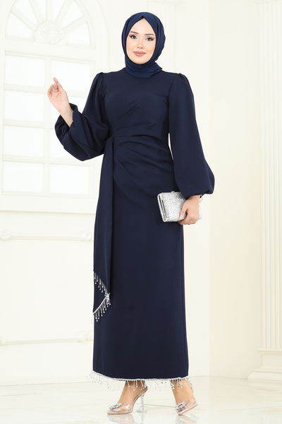 B.İ.S.S.K. - Evening Dress 6225BSK463-MS Navy Blue - 370537