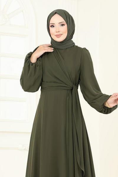 B.İ.S.S.K. - فستان سهرة اخضر عفني 6226BSK463-MS - 429247