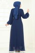 Evening Dress 6226BSK463-MS Navy Blue - Thumbnail