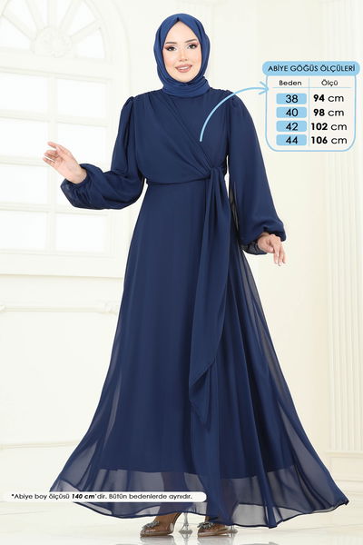 B.İ.S.S.K. - فستان سهرة كحلي 6226BSK463-MS - 370574