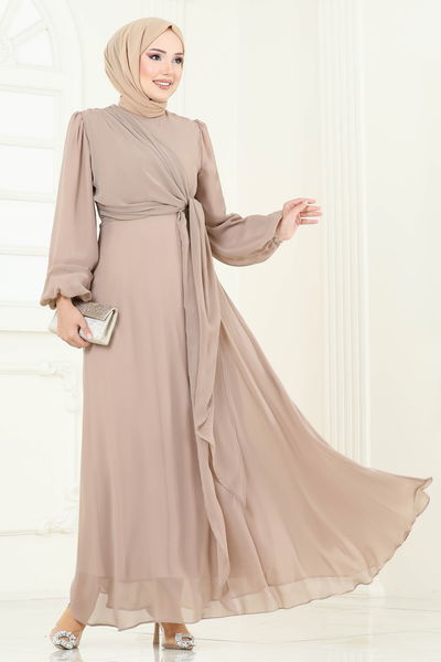 B.İ.S.S.K. - فستان سهرة بيج 6226BSK463-MS - 370528