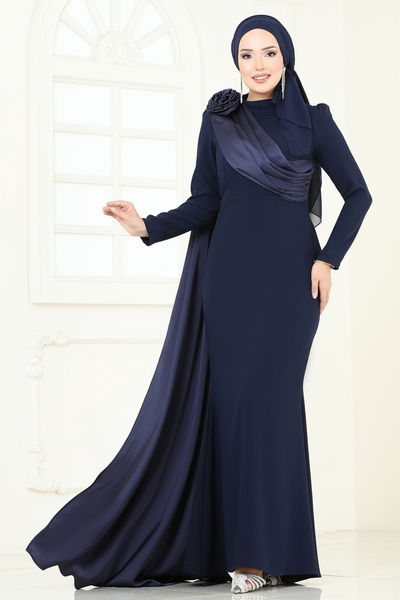 B.İ.S.S.K. - Evening Dress 6227BSK463-MS Navy Blue - 370524