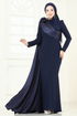 Evening Dress 6227BSK463-MS Navy Blue - Thumbnail