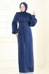 Evening Dress 6231BSK463-MS Navy Blue - Thumbnail