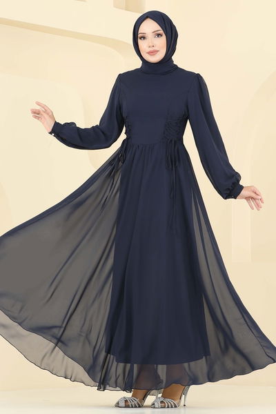 B.İ.S.S.K. - Evening Dress 6238BSK463-MS Navy Blue - 392929