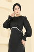 فستان سهرة أسود 6247BSK463-MS - Thumbnail