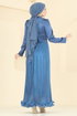 Evening Dress 6281BSK463-MS Indigo - Thumbnail