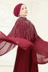 Evening Dress 6295LPN858-MS Burgundy - Thumbnail