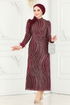 Evening Dress 6539YG95-MS Burgundy - Thumbnail