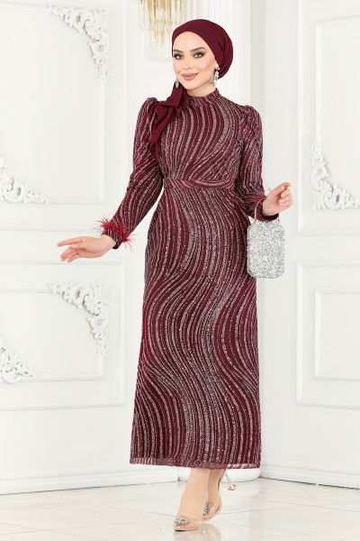 Y.G.S. - Evening Dress 6539YG95-MS Burgundy