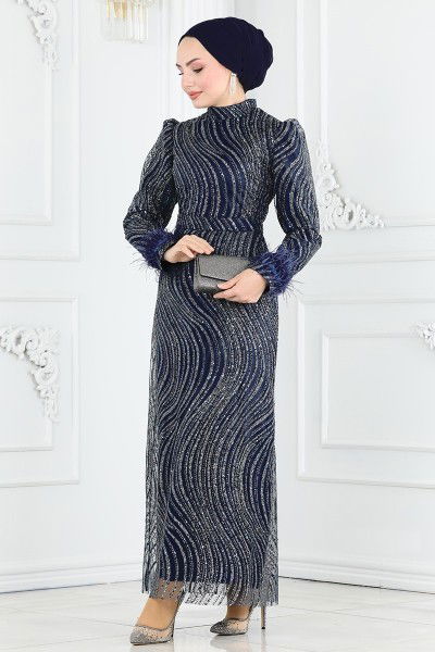 Y.G.S. - Evening Dress 6539YG95-MS Navy Blue