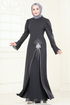 فستان سهرة رمادي غامق 6617YG95-MS - Thumbnail