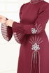 Evening Dress 6617YG95-MS Burgundy - Thumbnail