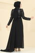 فستان سهرة أسود 6625YG95-MS - Thumbnail