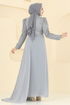 فستان سهرة رمادي 6625YG95-MS - Thumbnail