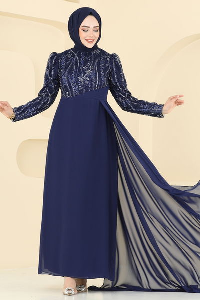 Y.G.S. - Evening Dress 6625YG95-MS Navy Blue - 359365