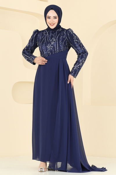 Y.G.S. - Evening Dress 6625YG95-MS Navy Blue - 359366