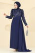 Evening Dress 6625YG95-MS Navy Blue - Thumbnail