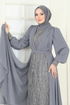 فستان سهرة رمادي 6631YG95-MS - Thumbnail