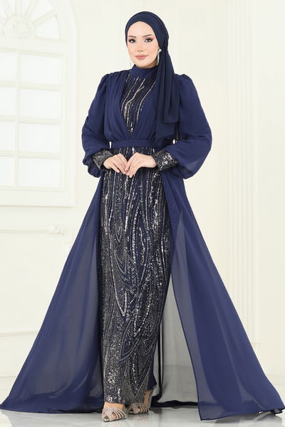 Y.G.S. - Evening Dress 6631YG95-MS Navy Blue - 359329