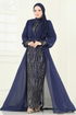 Evening Dress 6631YG95-MS Navy Blue - Thumbnail