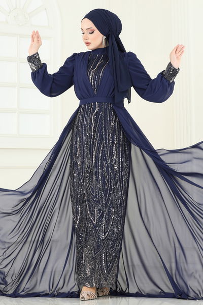 Y.G.S. - Evening Dress 6631YG95-MS Navy Blue - 359333