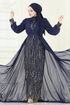 Evening Dress 6631YG95-MS Navy Blue - Thumbnail