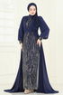Evening Dress 6631YG95-MS Navy Blue - Thumbnail