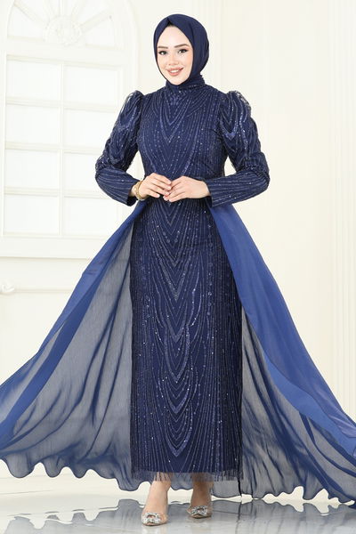 Y.G.S. - Evening Dress 6632YG95-MS Navy Blue - 359270