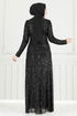 فستان سهرة أسود 6639YG95-MS - Thumbnail