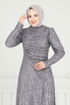 فستان سهرة رمادي 6639YG95-MS - Thumbnail