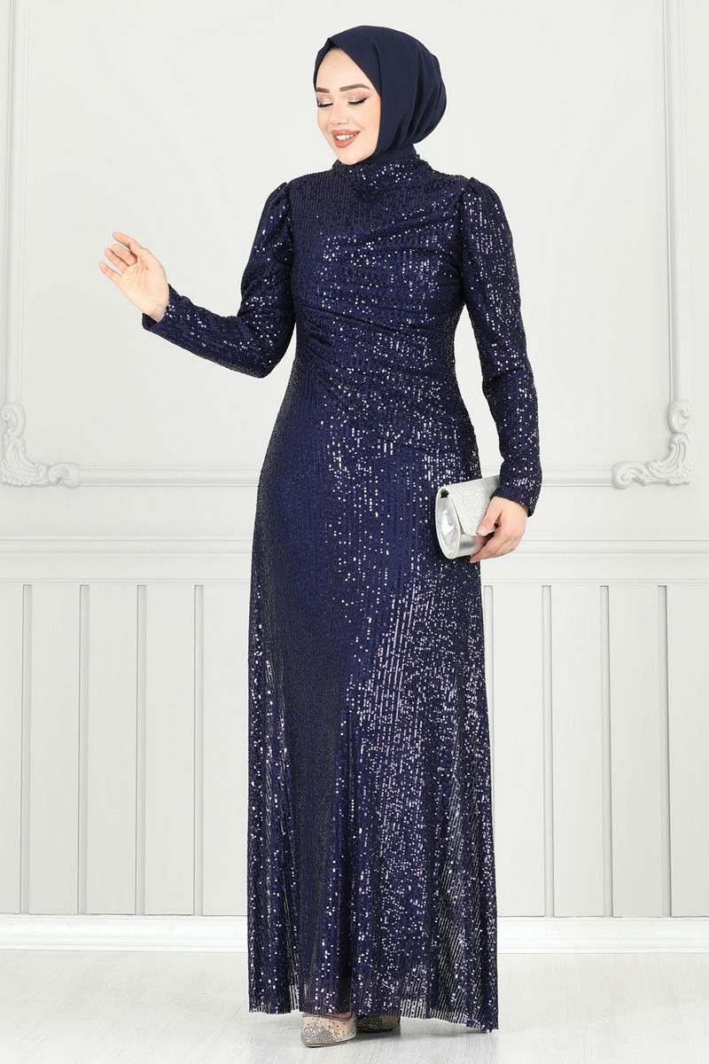 Evening Dress 6639YG95-MS Navy Blue