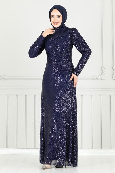 Y.G.S. - Evening Dress 6639YG95-MS Navy Blue - 359391