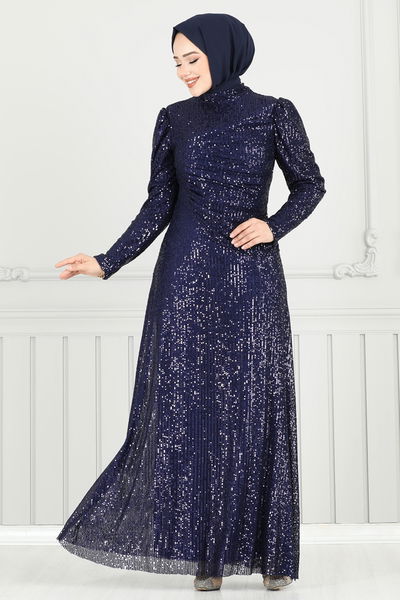 Y.G.S. - Evening Dress 6639YG95-MS Navy Blue - 359392
