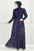 Evening Dress 6639YG95-MS Navy Blue - Thumbnail