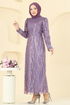 Evening Dress 6660YG95-MS Dark Lilac - Thumbnail