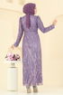 Evening Dress 6660YG95-MS Dark Lilac - Thumbnail