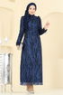 Evening Dress 6660YG95-MS Navy Blue - Thumbnail