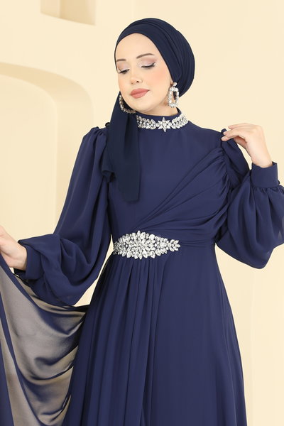 Y.G.S. - Evening Dress 6999YG95-MS Light Navy Blue - 428796