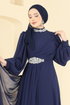 Evening Dress 6999YG95-MS Light Navy Blue - Thumbnail
