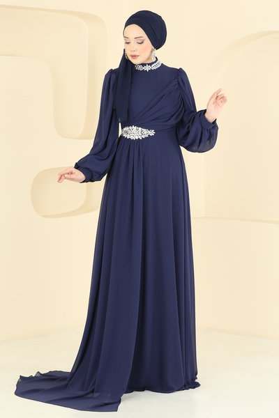 Y.G.S. - Evening Dress 6999YG95-MS Light Navy Blue - 428797