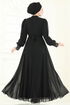 فستان سهرة أسود 7084ABK1075-MS - Thumbnail