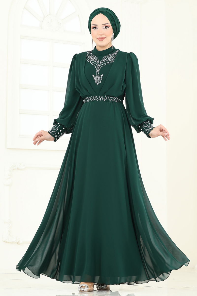 فستان سهرة زيتي 7084ABK1075-MS