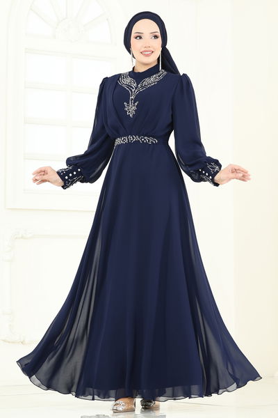 A.B.K. - Evening Dress 7084ABK1075-MS Navy Blue - 388522