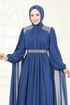 Evening Dress 7101AB368-MS Indigo - Thumbnail