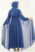 Evening Dress 7101AB368-MS Indigo - Thumbnail