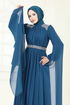 Evening Dress 7101AB368-MS Petroleum - Thumbnail