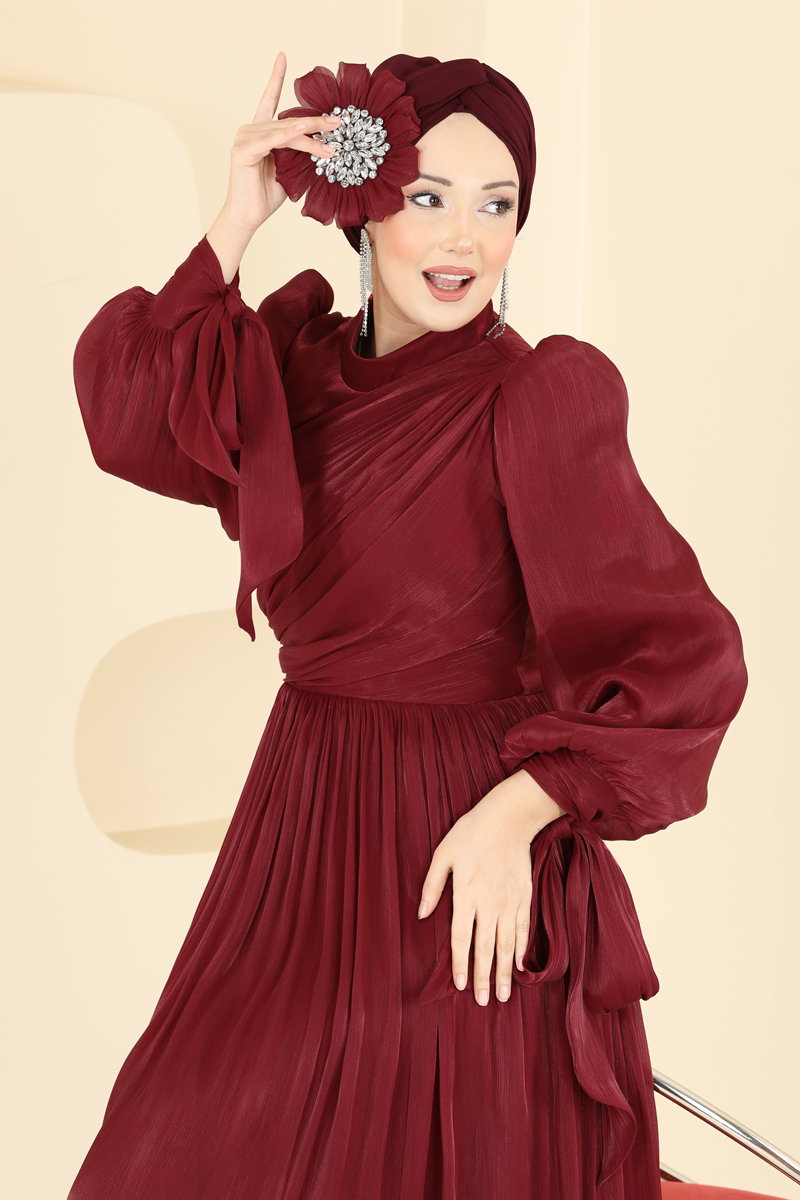 فستان سهرة خمري 7139SAR739-MS