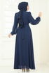 Evening Dress 8010AB368-MS Navy Blue - Thumbnail