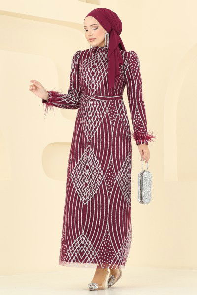 Y.G.S. - Evening Dress 8017YG95-MS Burgundy